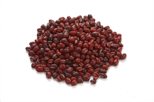 mini red bean on white background