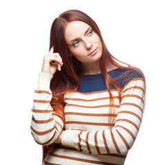 Fototapeta premium thoughtful red haired girl