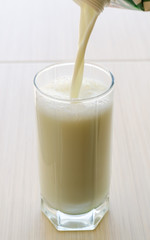 to pour milk in a glass