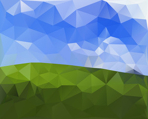 Green Field and Sky, Polygonal Design.Vector Illustration Backgr