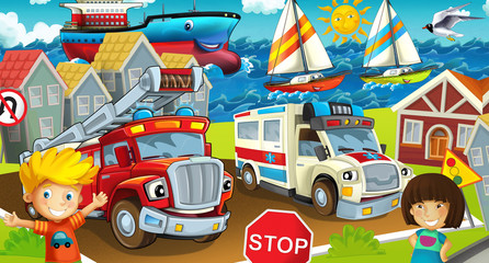 Cartoon street - illustration for the children