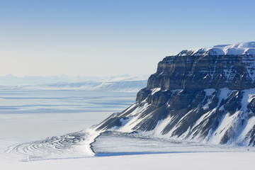 View on the cliffs from the Tempelfjorden, Spitsbergen. © andreanita