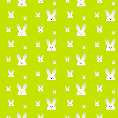 Happy Easter Rabbit Bunny Green Seamless Background