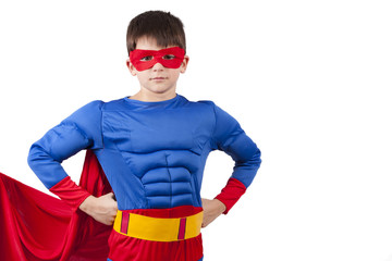 child superman costume isolated on white background