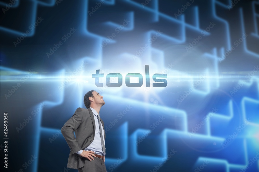 Poster tools against shiny lines on black background