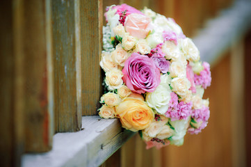 Vivid colour floral wedding bouquet
