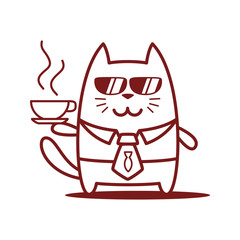 Character businessman in a business suit with a tie and sunglass