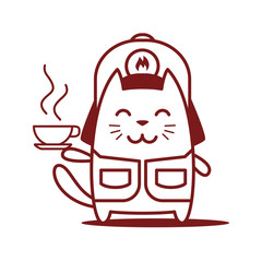 Character firefighter in coveralls and helmet