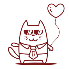 Character businessman in a business suit with a tie and sunglass