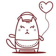 Character waiter in uniform, apron  and hat