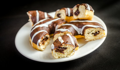 Chocolate donuts with a cup of coffee