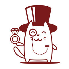 Character rich gentleman in a hat-cylinder and a monocle