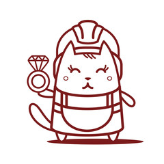 Character builder in helmet and working clothes