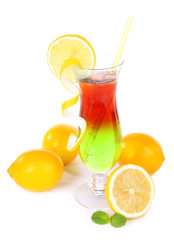 Glass of cocktail isolated on white