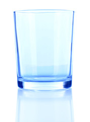 Empty glass on blue background