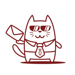 Character businessman in a business suit with a tie and sunglass