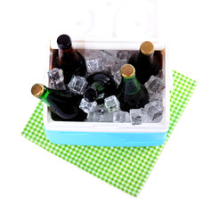 Obraz na płótnie Canvas Ice chest full of drinks in bottles