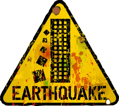 danger sign, earthquake warning sign, vector