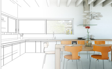 Zeichnung moderne Küche