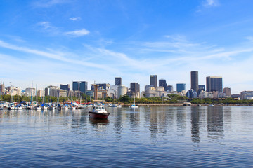Fototapeta premium City center of Rio de Janeiro from Guanabara bay, Brazil