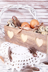 Beautiful Easter composition on wooden table