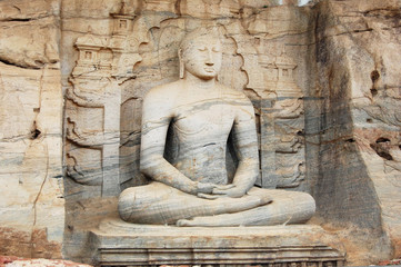Unique monolith Buddha statue in Polonnaruwa temple