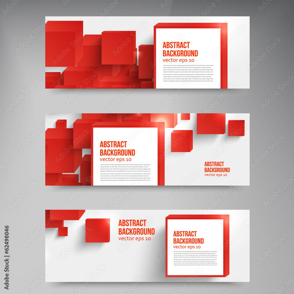 Wall mural vector square. abstract background card and red. 3d