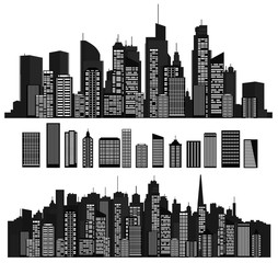 Fototapeta premium Vector cities silhouettes and elements for design.