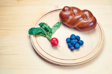 Bread and fruits