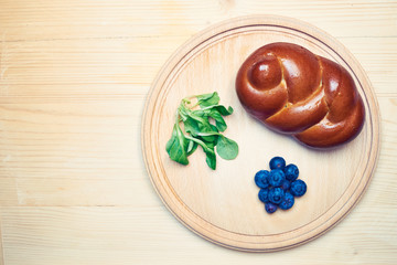 Bread and fruits