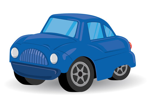 Blue Sports Utility Vehicle Car Cartoon - Vector Illustration