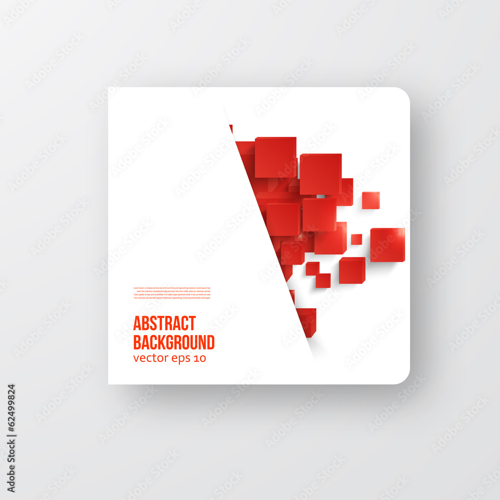 Sticker vector square. abstract background card and red. 3d