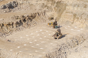Open-pit mining of gypsum in the early spring