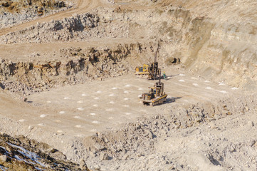 Open-pit mining of gypsum in the early spring