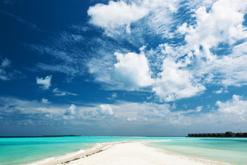 Beautiful beach with sandspit at Maldives