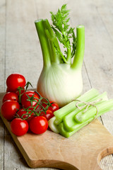 fresh organic fennel, celery and tomatoes