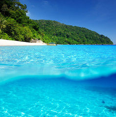 Beach with white sand bottom underwater view