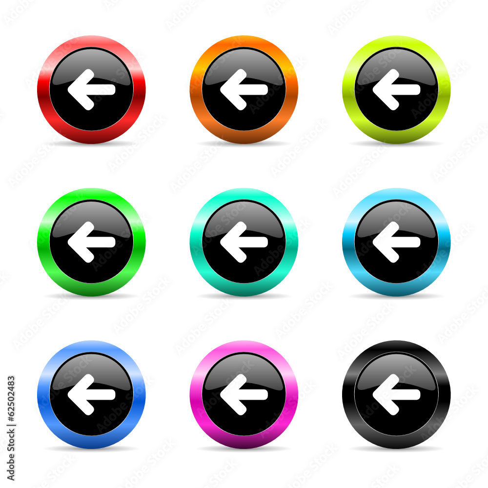 Poster arrow left icon vector set
