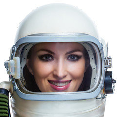 Beauty astronaut isolated on a white background. Space beauty