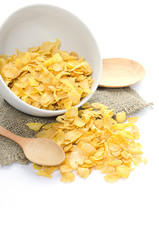 Corn flakes in bowl isolated