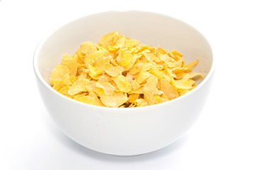 Corn flakes in bowl isolated