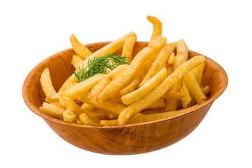 French fries on white background