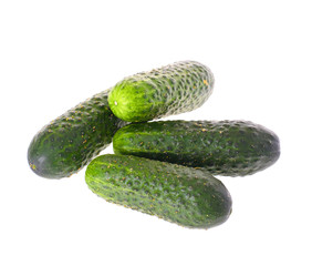 Fresh green cucumber isolated on white background