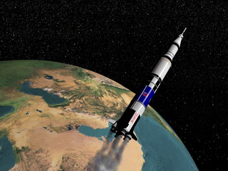 Saturn V spaceship - 3D render © Elenarts