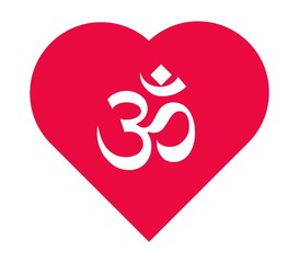 Symbole Om dans un cœur