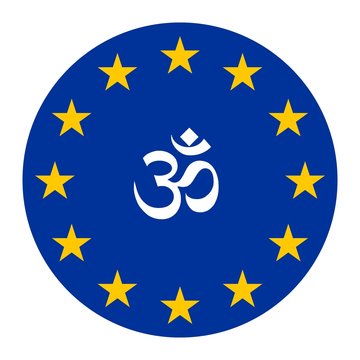 Symbole Om dans un drapeau europ&eacute;en