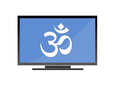 Symbole Om dans un &eacute;cran de t&eacute;l&eacute;vision