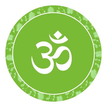 Symbole Om dans un panneau vert