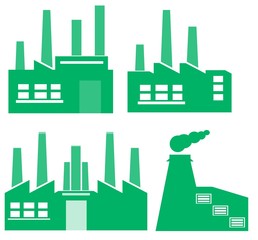 Obraz premium Usine en 4 icônes