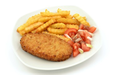 fries with fish cutlet